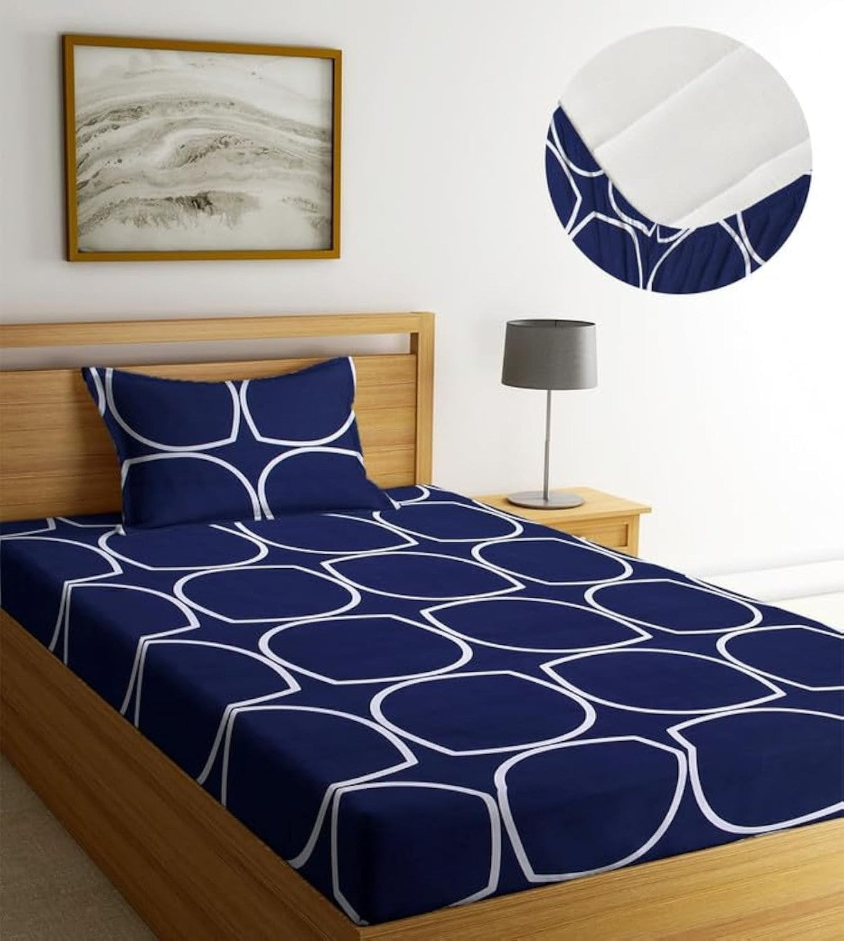 Glace Cotton Single Bedsheet Blue