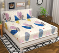 3D Floral Printed Bedsheet White Blue Set