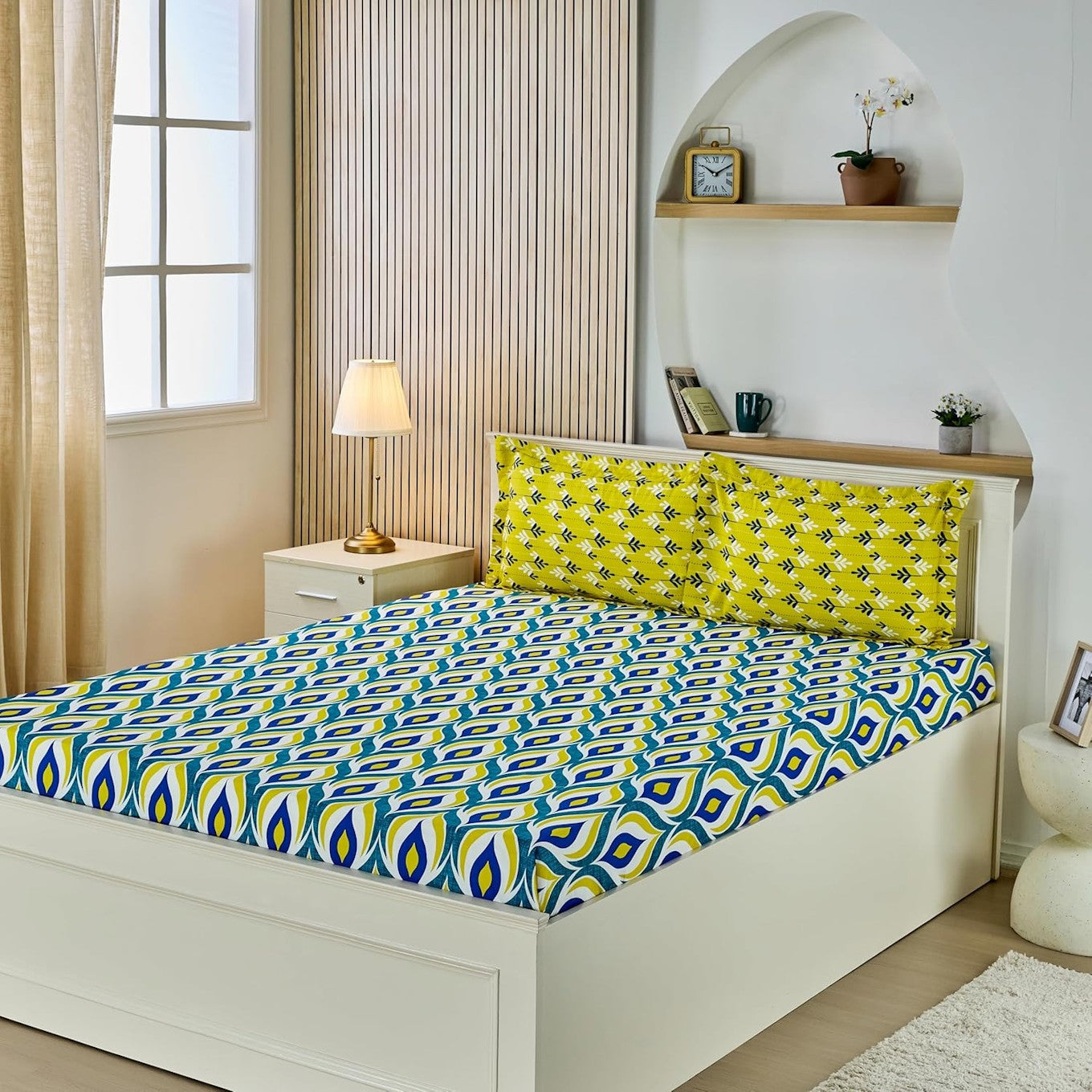 Cotton Peacock King Bedsheet Teal