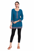 Blue Ethnic Print Short Kurti