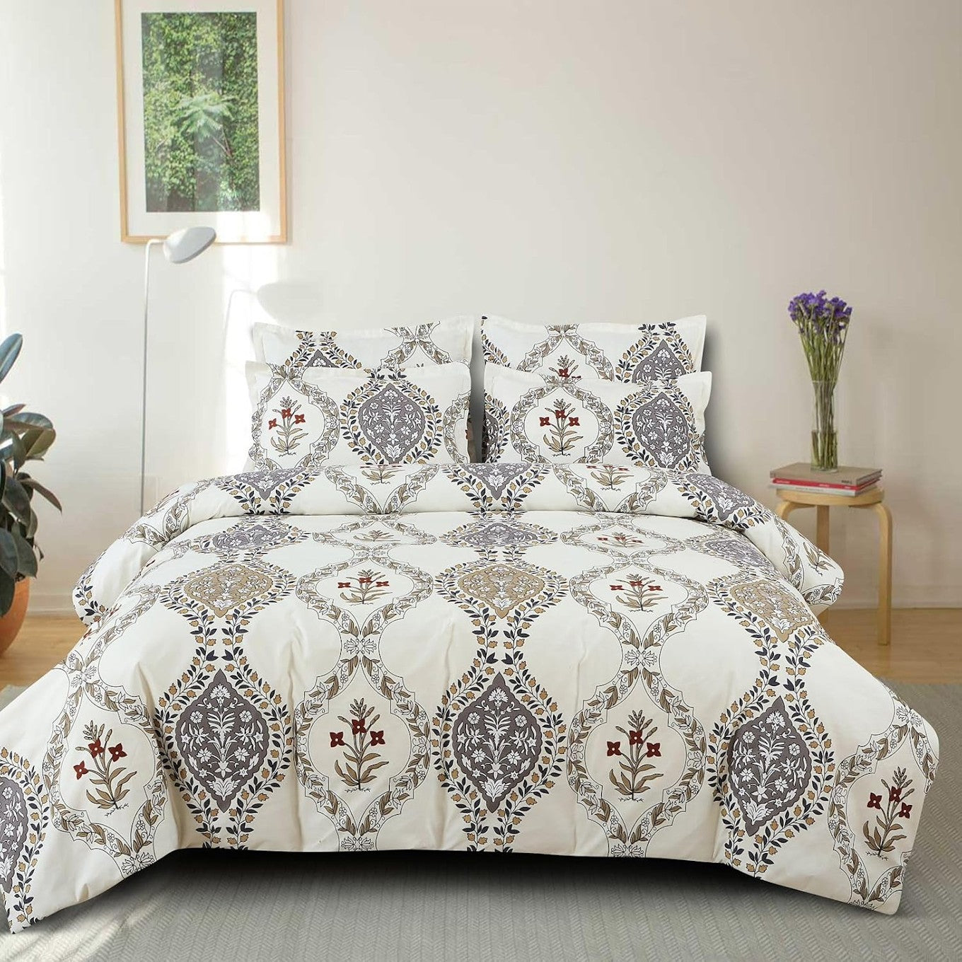 Glace Cotton Fitted Bedsheet Pearl Set
