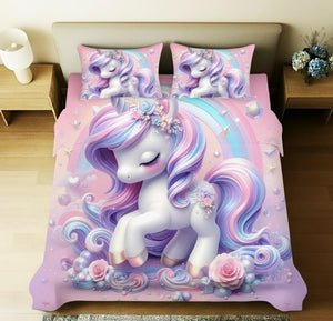 Unicorn Printed Bedsheet Rainbow Set
