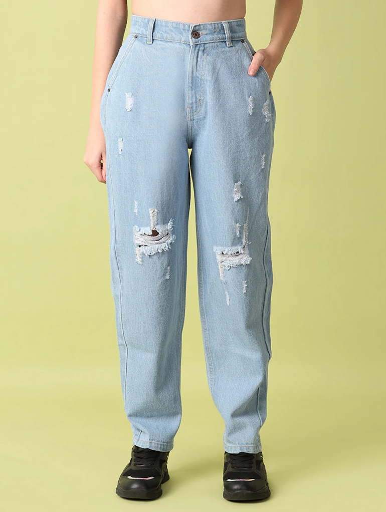 Women High Rise Denim Jeans(Size28)(Colorlight blue)