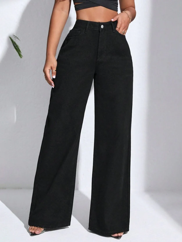 Women's Cotton  High Rise Denim Jeans(Size34)(Colorblack)