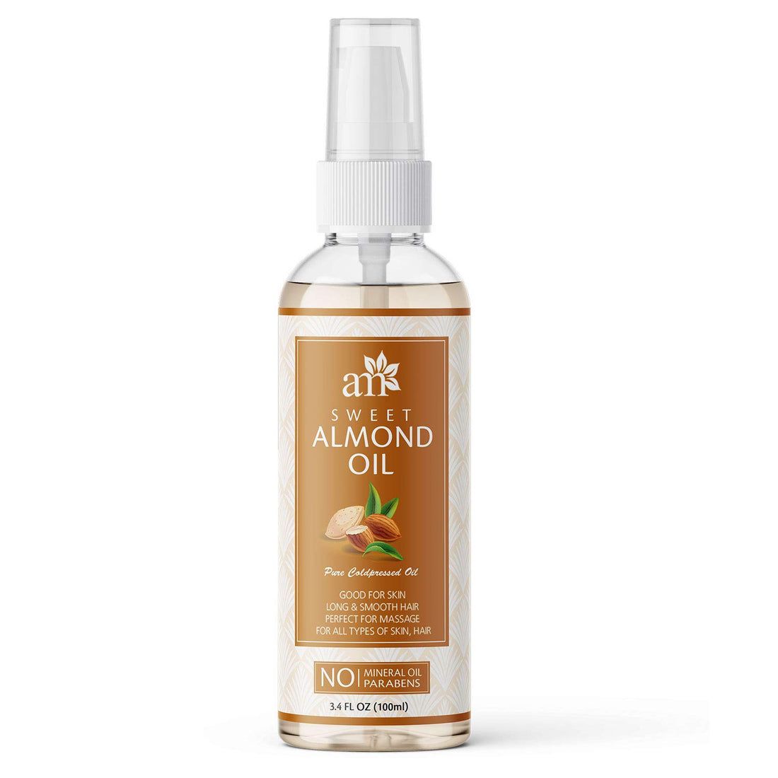 100% Pure Cold Pressed Sweet Almond Oil For Massage, Skin, Under Eye &amp;