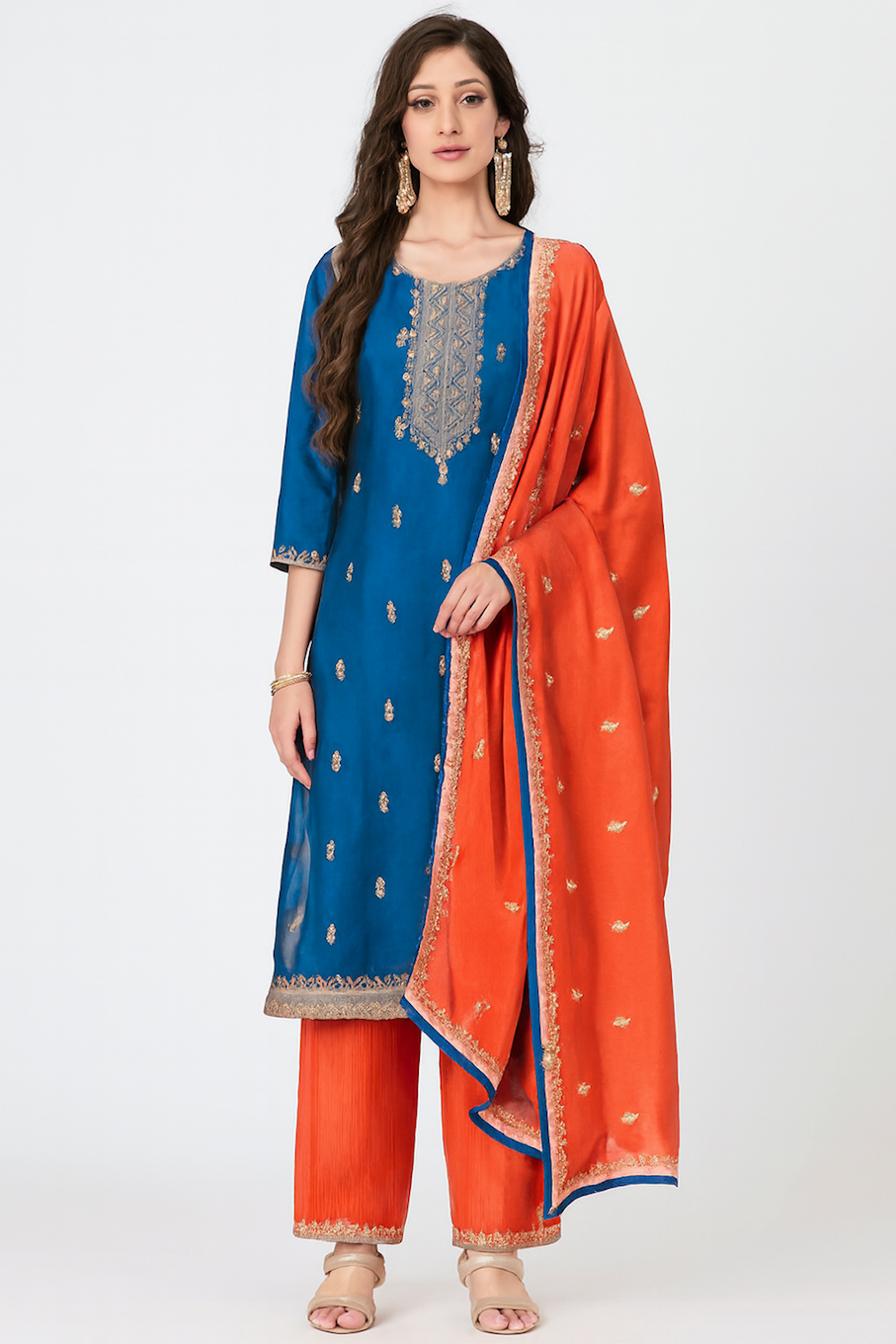 Women’s Festive Ethnic Kurta Set with Matching Pants