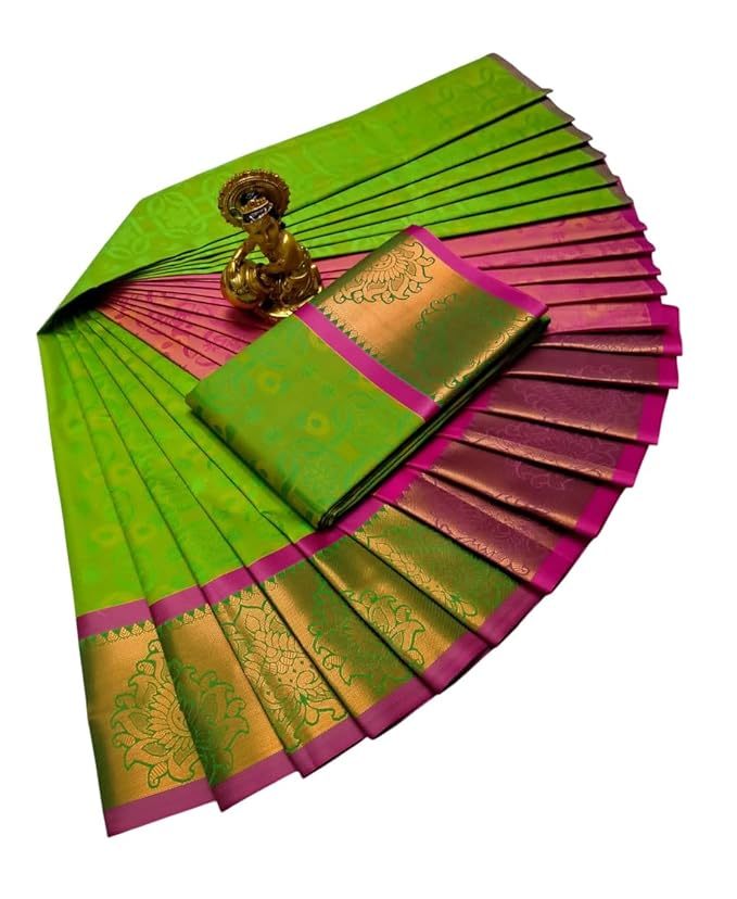 Praiso Mart - Women's Silk Saree with Rich Pallu & Blouse Piece (Multi
