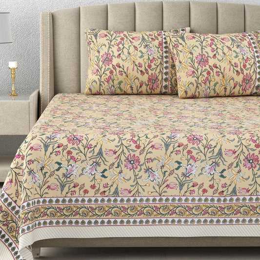 300TC Cotton King Bedsheet Cream Set
