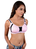 Sports Bra For Women-Light Pink & Black (Size-L)