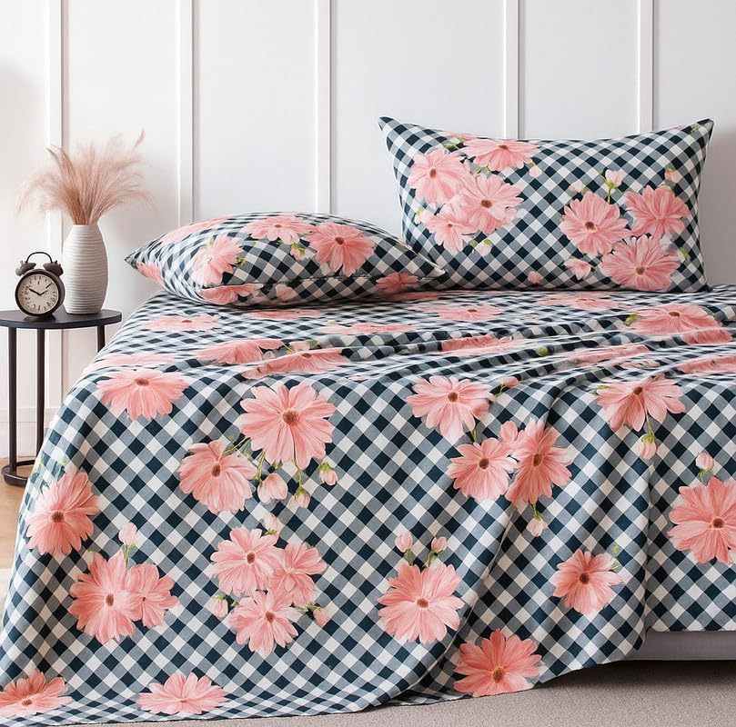 XXL King Bedsheet Black Pink 300 TC Set
