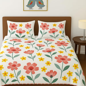 Cotton Feel Bedsheet Mint Green Floral
