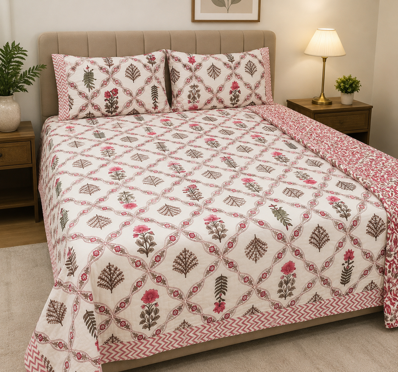 Luxury Printed Bedsheet with Pillow Cover Set