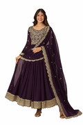 Embroidered Designer Gown for Women-Wine (Size-L) | D391