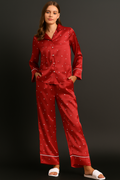 Elegant Red Satin Pajama Set with Polka Dots for Ultimate Comfort
