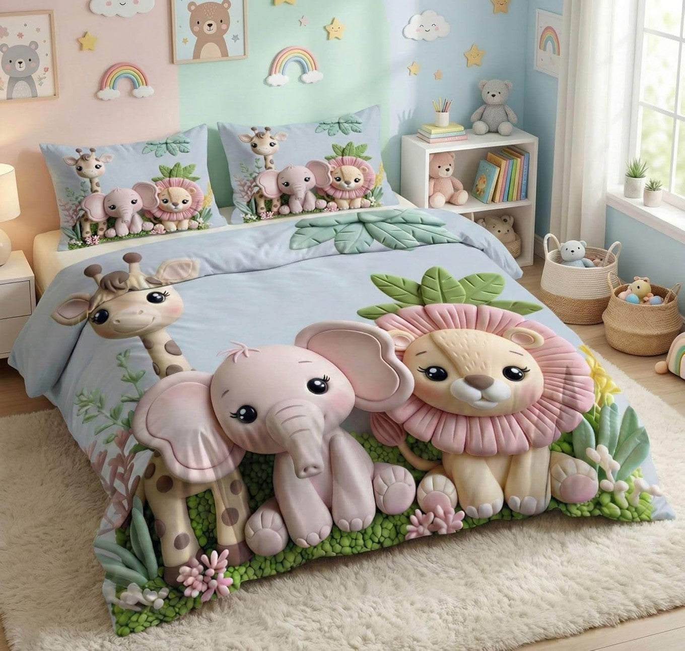 Kids Jungle Bedsheet Aqua Set