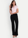 Solid Bootcut Cotton Lycra Trouser Women (Size-S) (Color-BLACK)