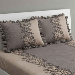 Fitted Polycotton Bedsheet Brown Beige Set