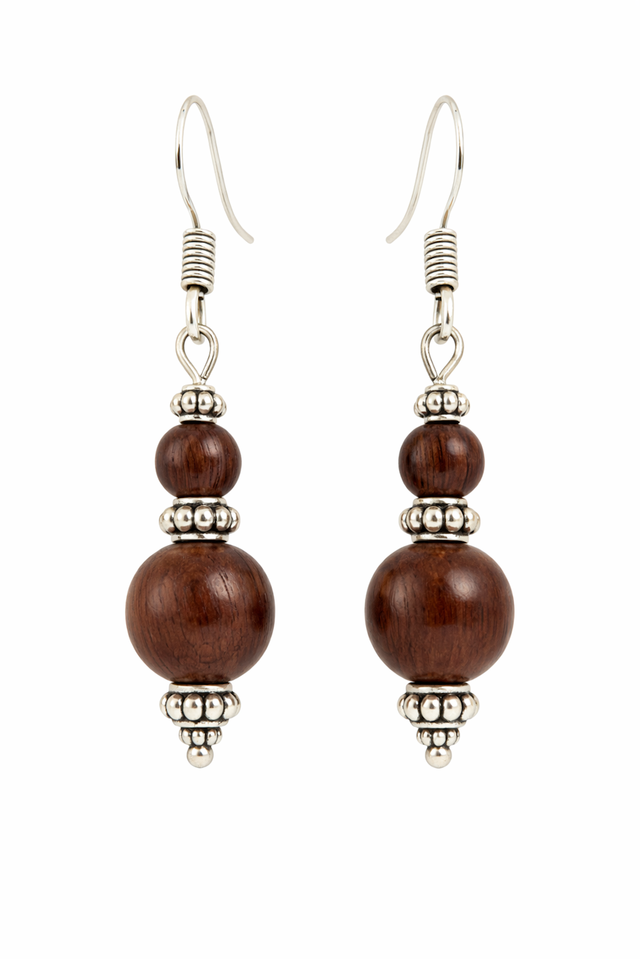 Handcrafted Wooden Bead Drop Earrings