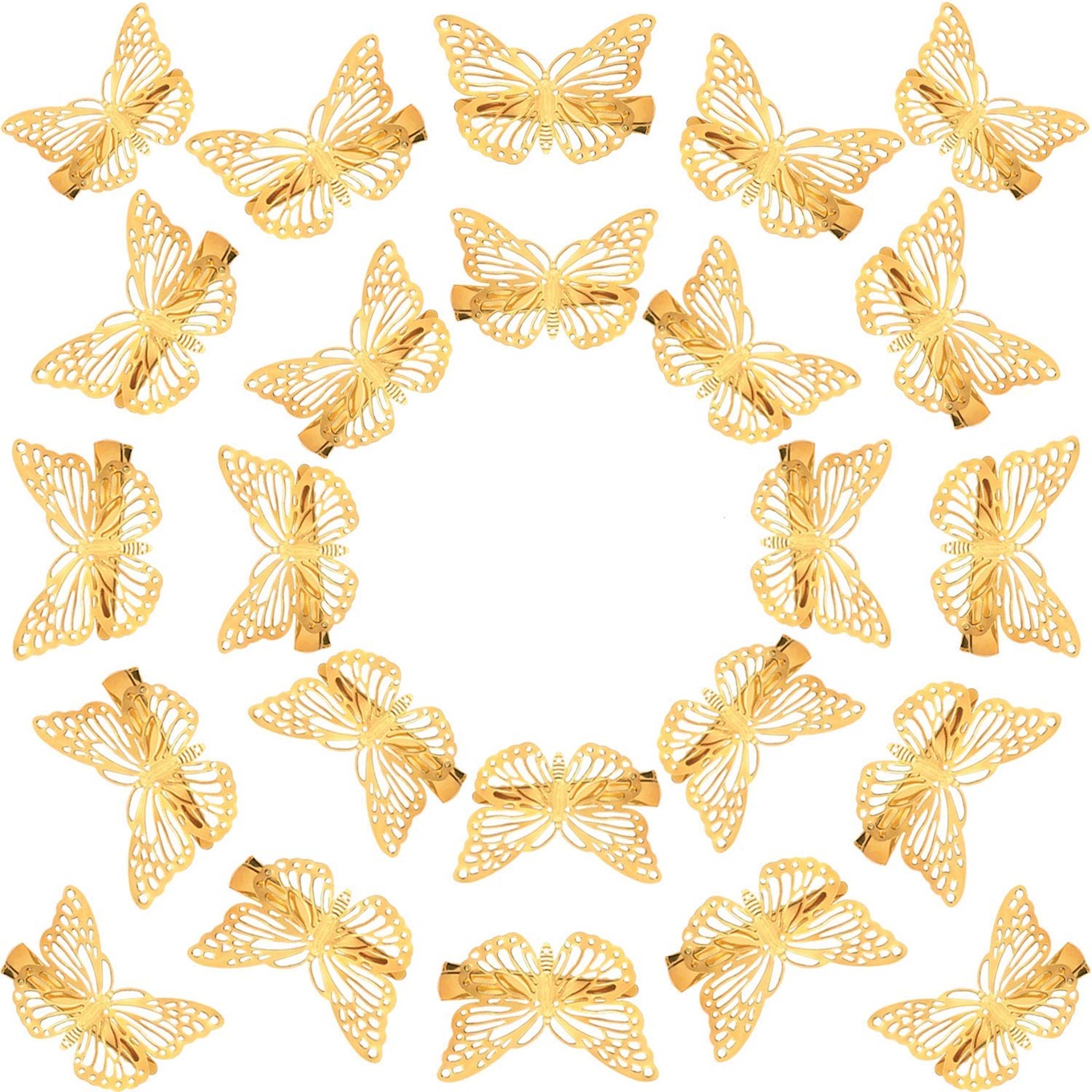 Butterfly Hair Clips Gold Set of 6