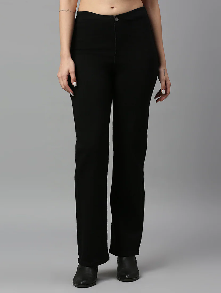 Women High Rise Denim Jeans(Size32)(Colorblack)