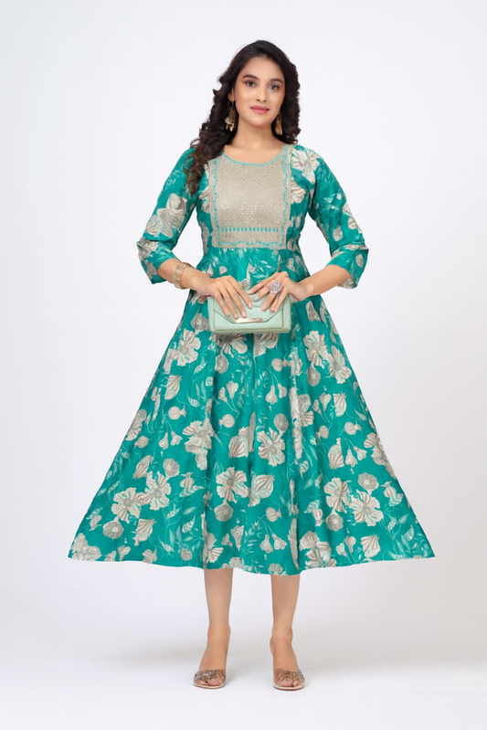 Women’s Printed Kurta Pant Set Ethnic Wear