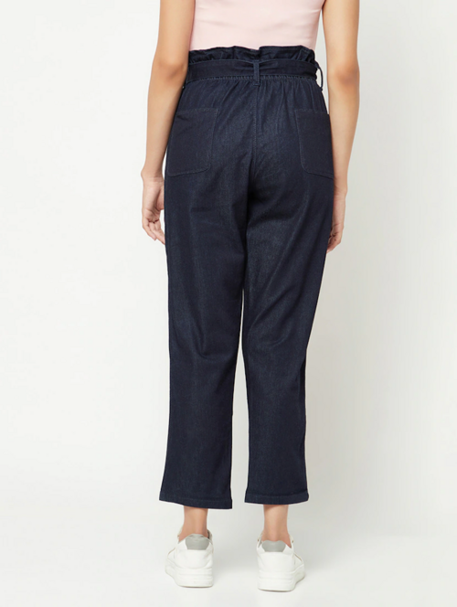 Women's Cotton  High Rise Denim Jeans(Size34)(Colornavy blue)