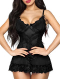 Sexy Black Sheer Lace Babydoll Lingerie Dress (Size-XL)