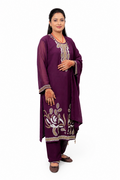 Women's Purple Embroidered Kurta & Pant Set