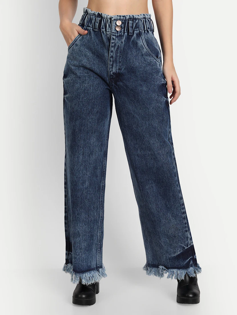 Women High Rise Denim Jeans(Size28)(Colorblue)