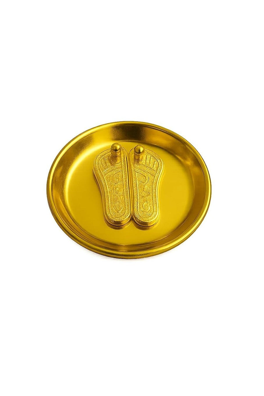 Golden Charan Paduka Pooja Plate