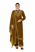 Women Embroidery Kurta Set-Golden (Size-4XL) | D369