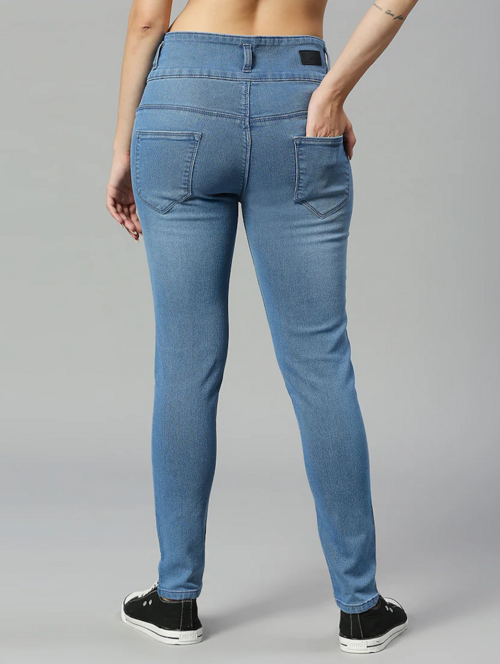Women High Rise Denim Jeans(Size28)(Colorblue)