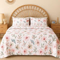 Cotton Floral Double Bedsheet Pink Set