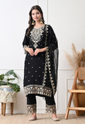 Women's Embroidered Kurta, Pant & Dupatta Set