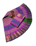 Praiso Mart - Women's Silk Saree with Rich Pallu & Blouse Piece (Multi