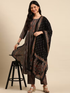 Women’s printed brown kurta pant suit set with dupatta by Viridian Pontus, size M, displayed on a hanger.