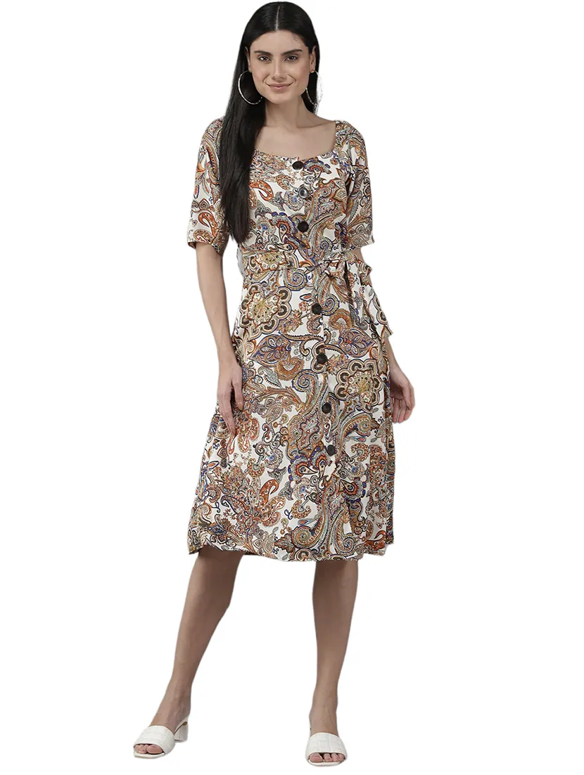 Women A-line Brown Dress (Size L)