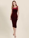Women Maroon Velvet Bodycon Dress (Size-XL) (Color-MAROON)