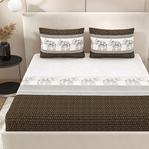 Cotton King Bedsheet Elephant Print Set