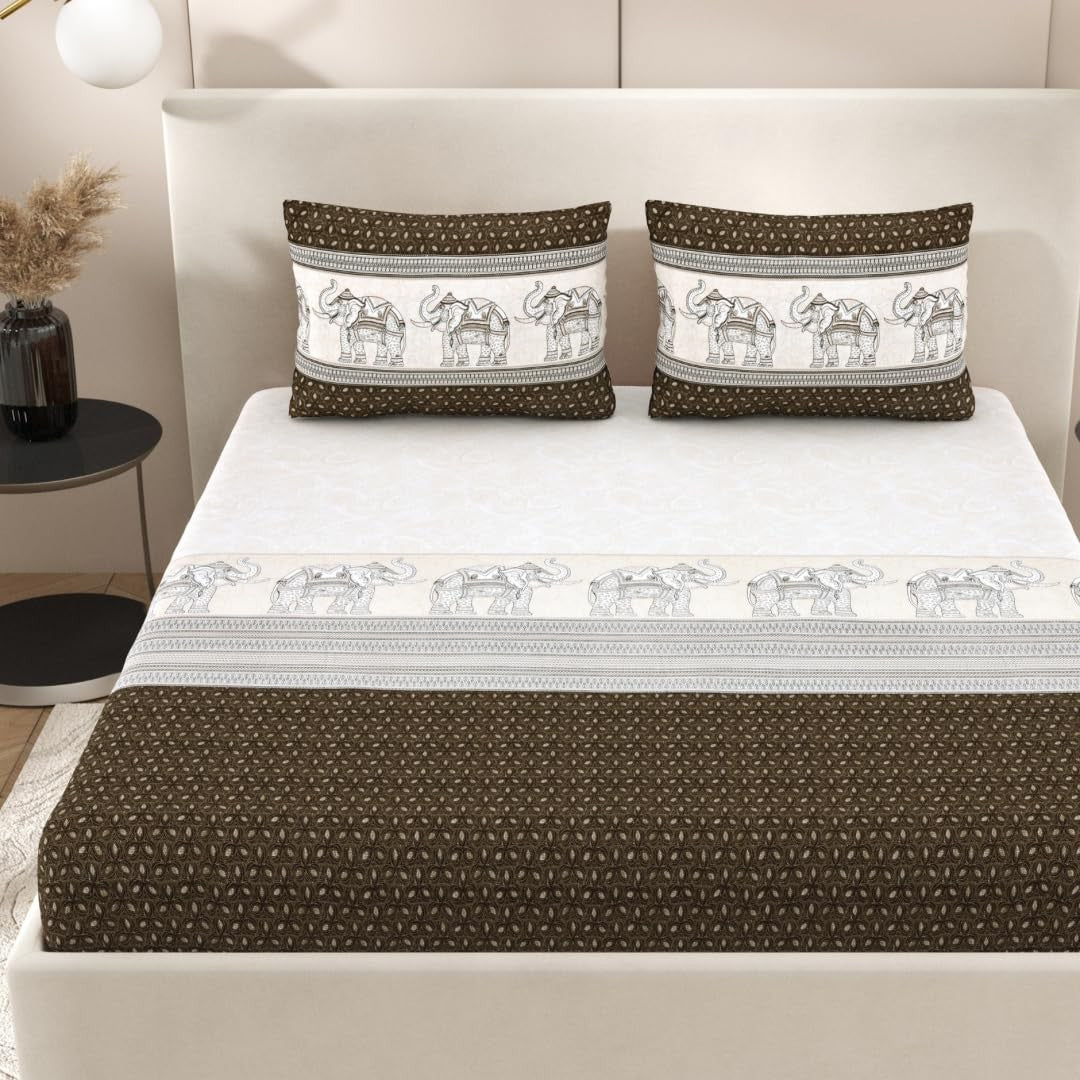 Cotton King Bedsheet Elephant Print Set