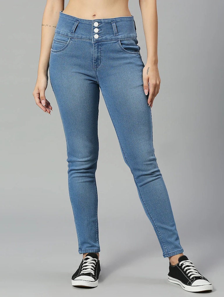 Women High Rise Denim Jeans(Size28)(Colorblue)