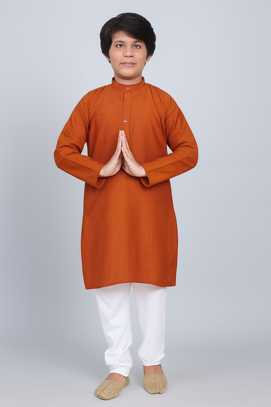Traditional ethnic wear cotton kurta pajama set-Brown (Size-5-6 YEAR)