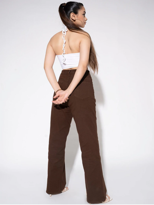 Women High Rise Denim Jeans(Size28)(Colorbrown)