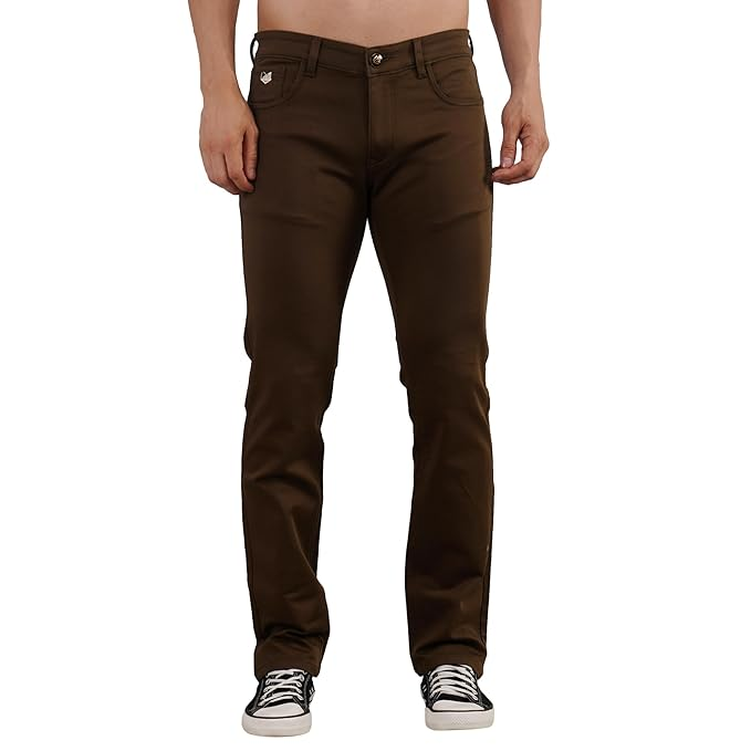 Men's Mid Rise Cotton Denim Jeans (Size-M) (Color-DARK BROWN)