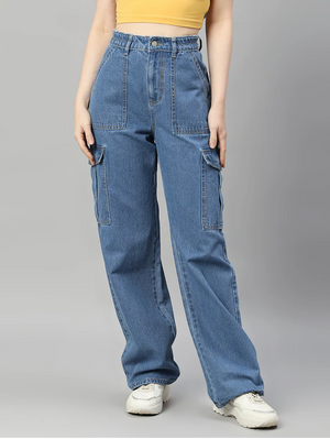 Women High Rise Denim Jeans(Size28)(Colorlight blue)