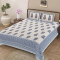 Jaipuri Cotton King Bedsheet Blue