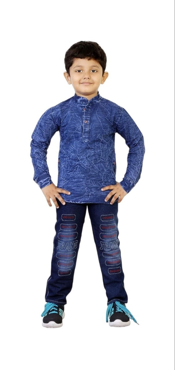 Girls' High-Waist Denim 3-Button Stretchable Jeans  (Size-32)