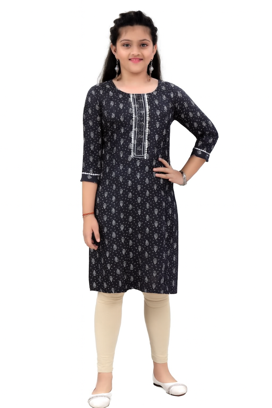 Festive Wear  Straight Kurta and Pant Set with Dupatta-Black  | D495