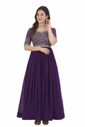 Embroidered Designer Gown for Women-Wine (Size-M) | D220