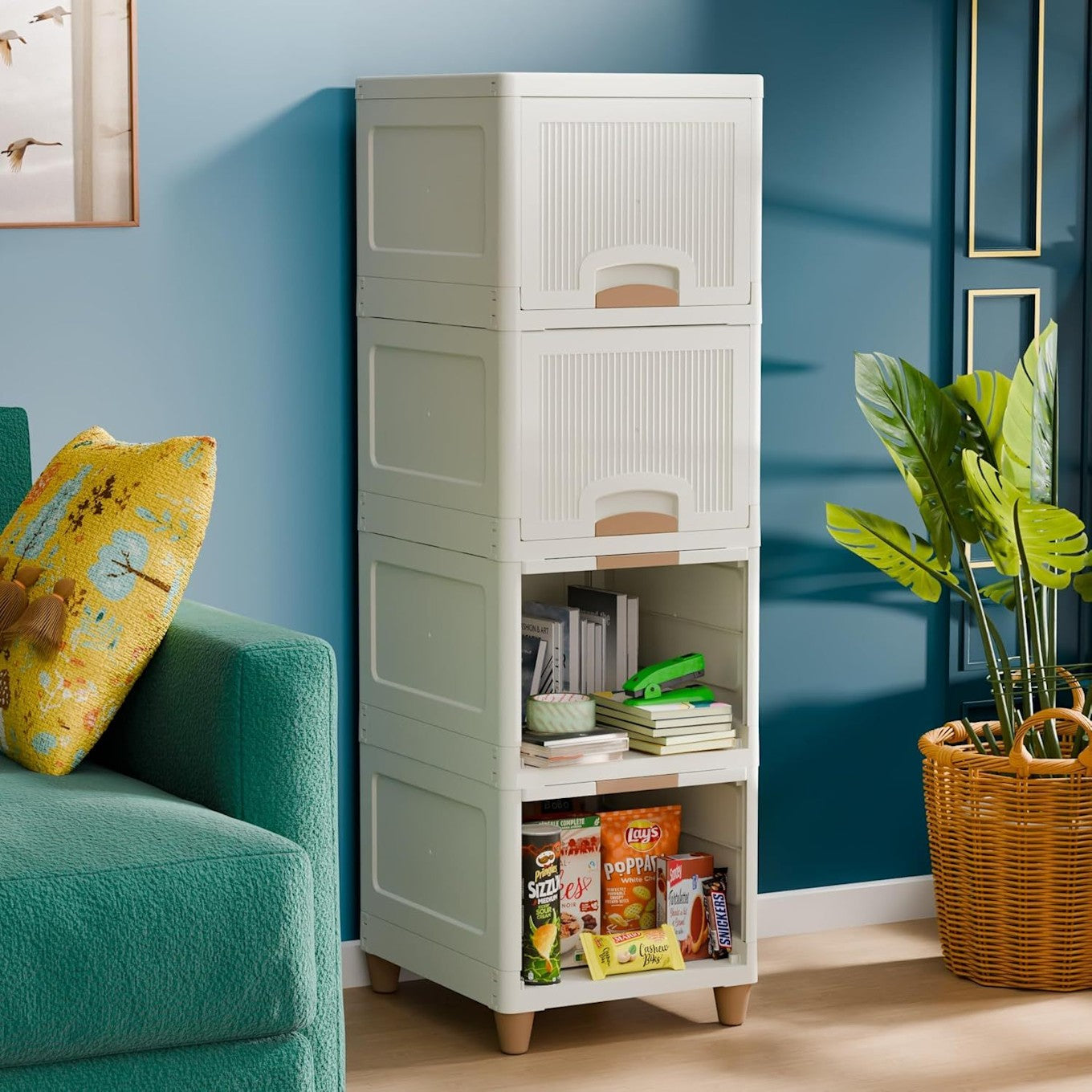 Plastic Wardrobe Organizer Cupboard for Clothes White